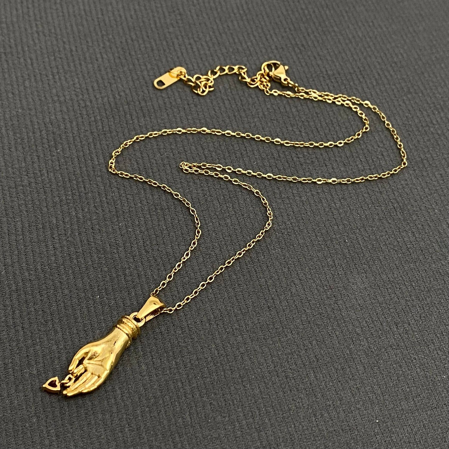 Heart CZ Palm Charm Necklace