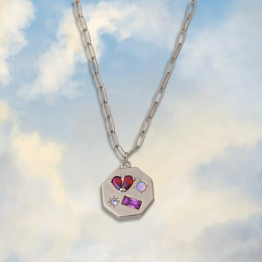 Heartbreaker Gemstone Necklace Silver