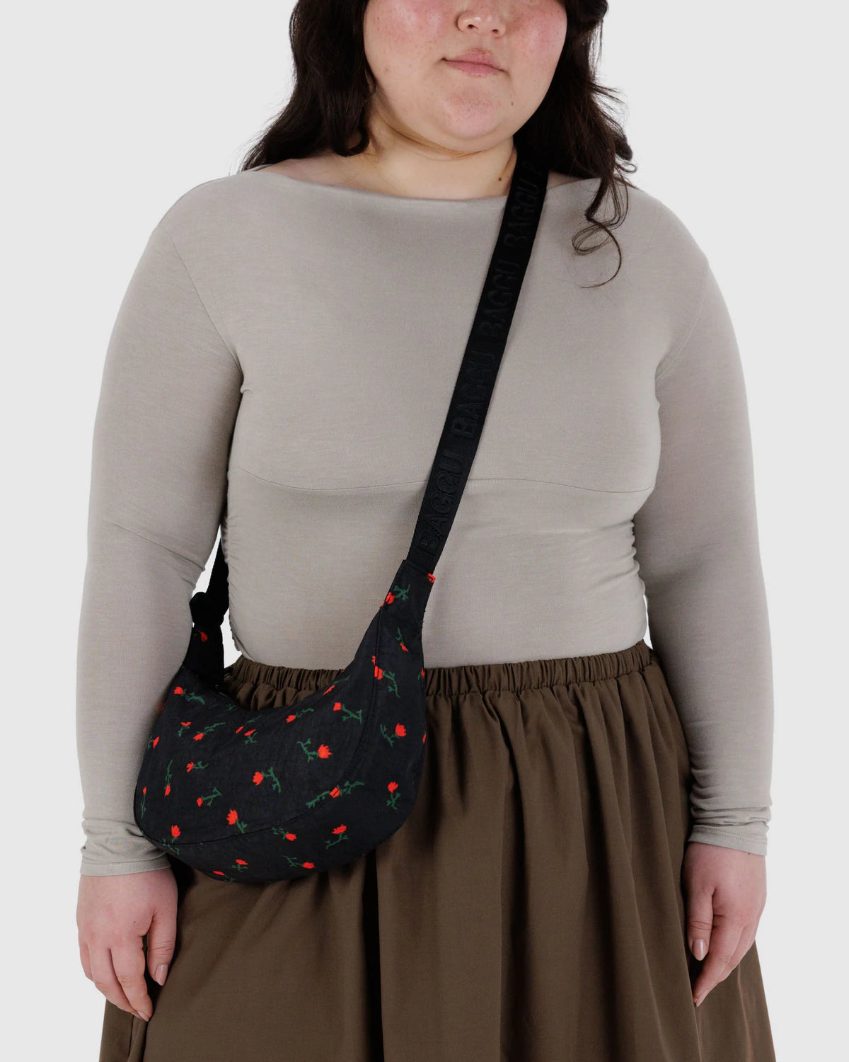 BAGGU Small Nylon Crescent Bag - Painted Wildflower