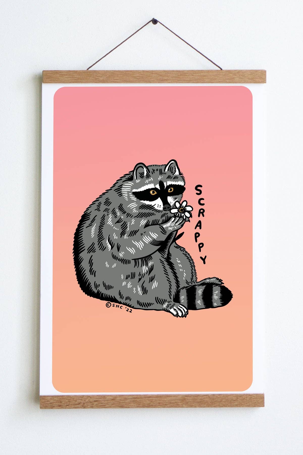 Scrappy Raccoon Print