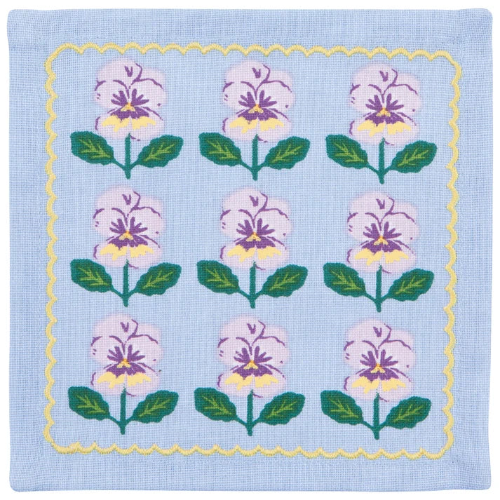 Pansy Printed cocktail napkins shown stacked to display all four colours – PABOOM