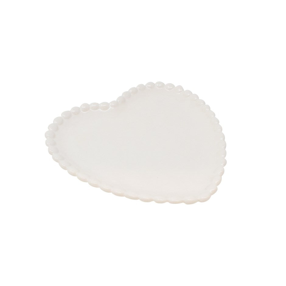 Heart Plate Hobnail Edge Ivory