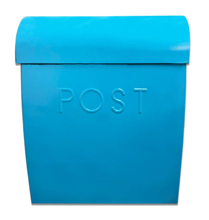 Sylvia blue mailbox front angle view - PABOOM