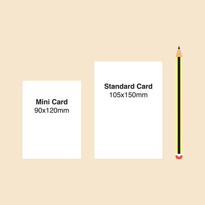 Shrimply Amazing mini card shown with its kraft envelope.