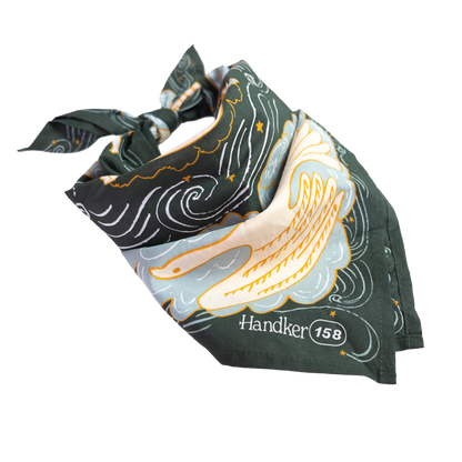Luna Bandana tied around a backpack strap