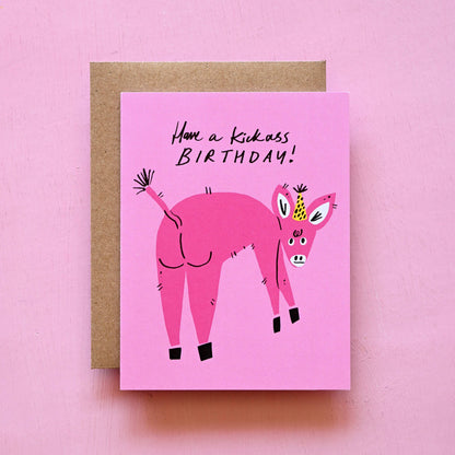 Kickass Birthday card with kraft envelope - PABOOM