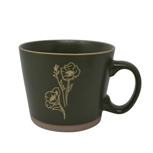 Mug Conical Shape Green Flowers