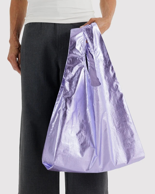 Standard Baggu Lavender Metallic interior pocket detail - PABOOM