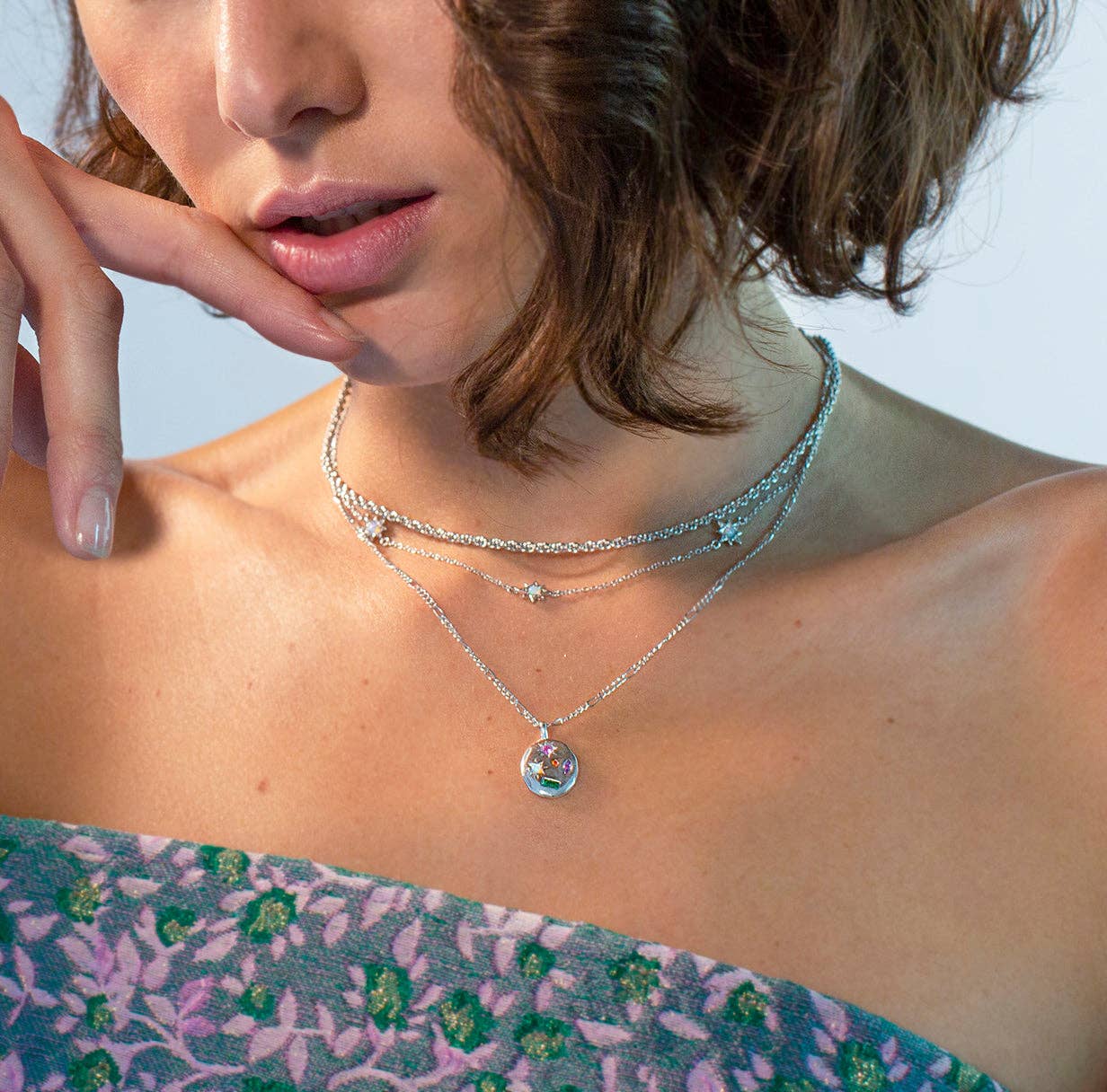 Triple Opal Starburst Necklace - Gold