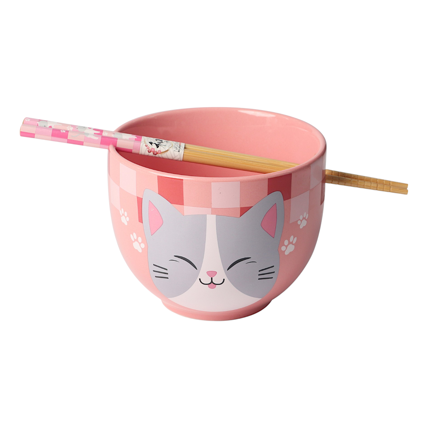 Donburi Bowl With Chopsticks Set Neko Friends Pink