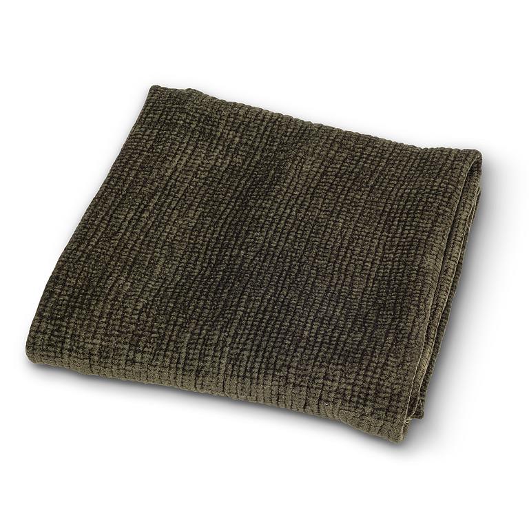 Dark green ribbed chenille throw blanket, additional angle