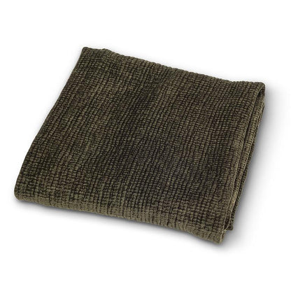 Dark green ribbed chenille throw blanket, additional angle