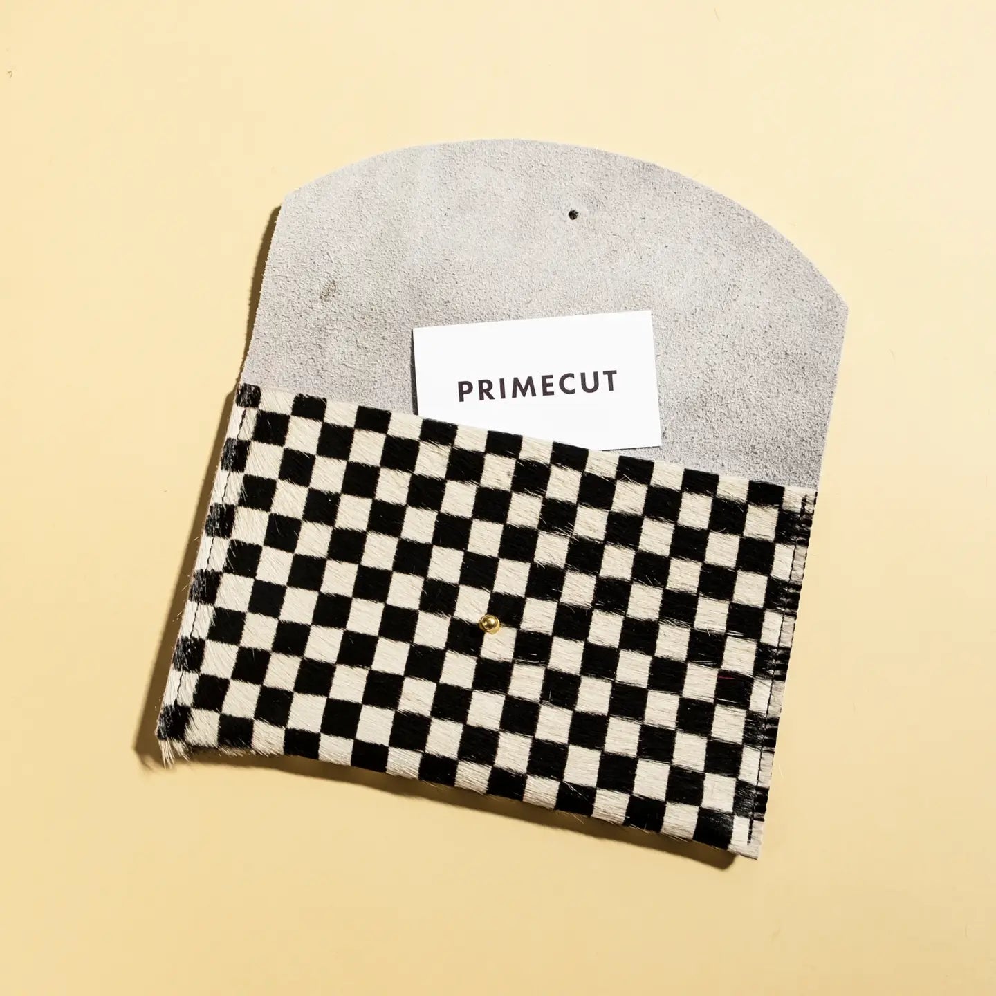 Checkered Hair on Hide Envelope Pouch