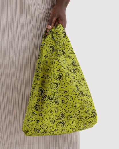 Baby Baggu Chartreuse Paisley interior pocket detail - PABOOM