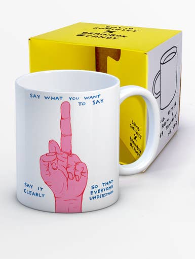 David Shrigley x Brainbox Candy Say What You Want mug in branded gift box - PABOOM