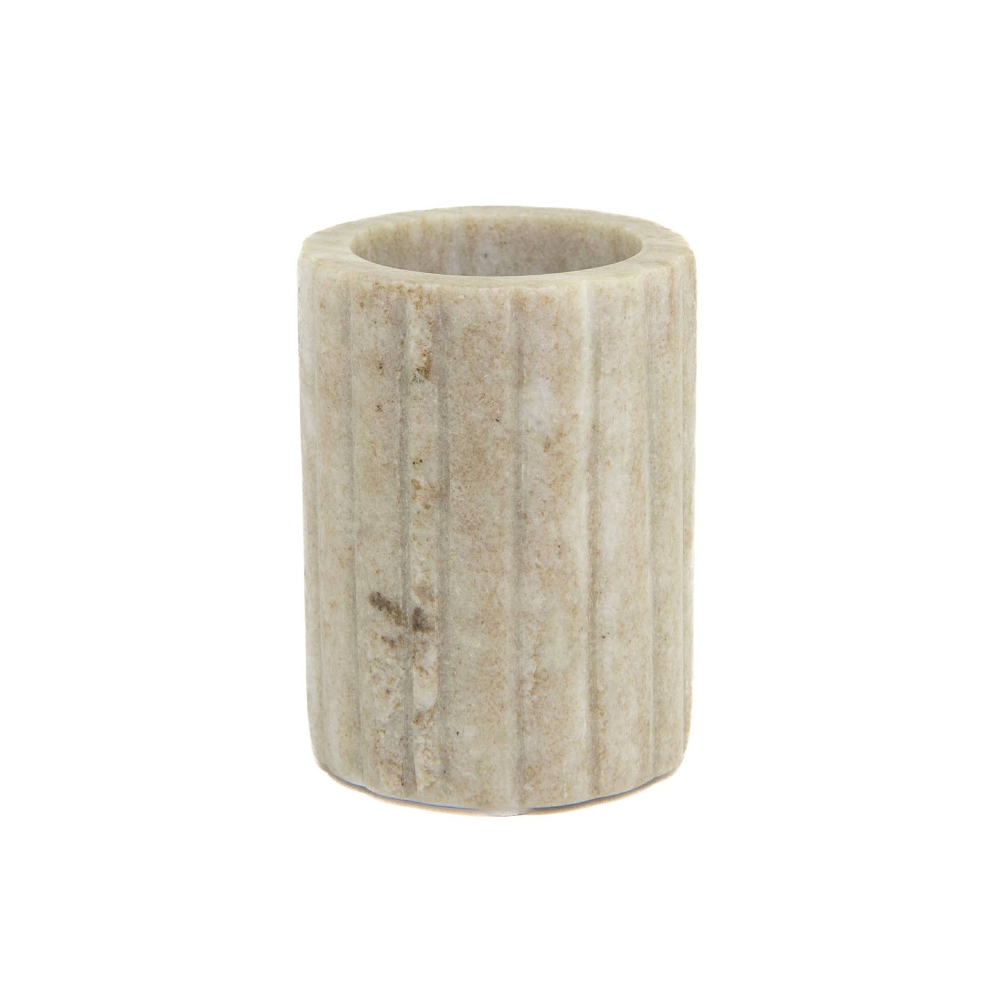 Elise Beige Marble Tumblers Ribbed Edge