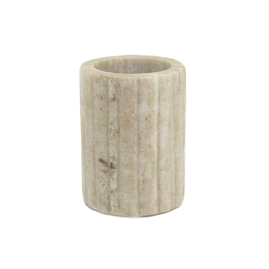 Elise Beige Marble Tumblers Ribbed Edge