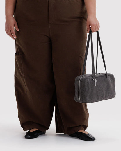 BAGGU Cotton Denim Bowler Bag - Washed Black Denim