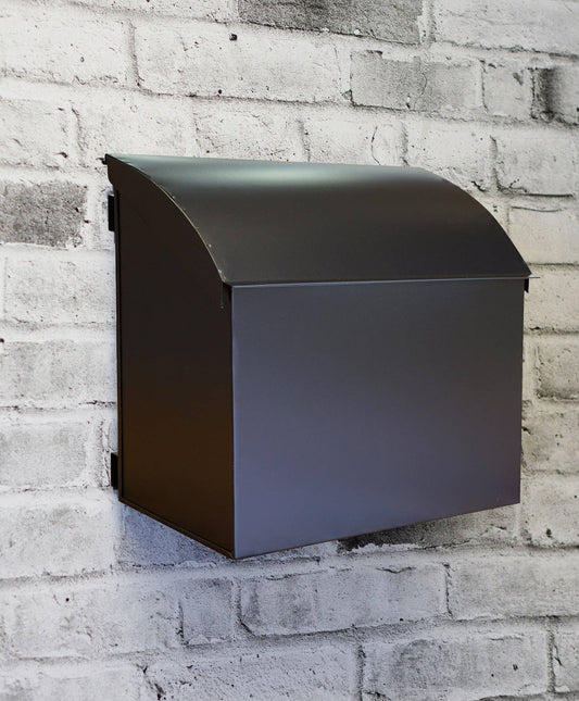 Baxter black mailbox interior view showing waterproof lid seal - PABOOM