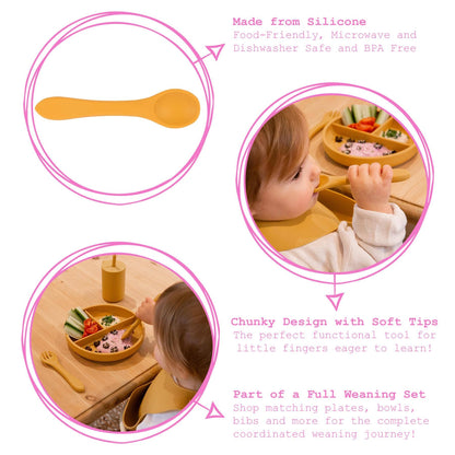 Baby Silicone Weaning Spoon - Silver Sage