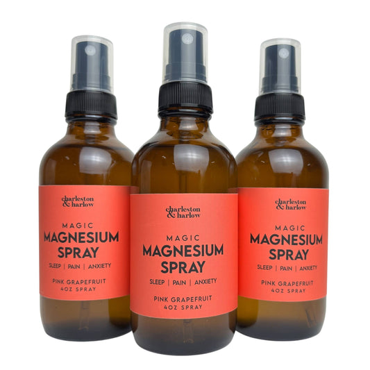 Charleston & Harlow Pink Grapefruit Magnesium Spray label close-up