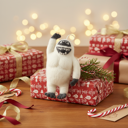 Handmade Felt Yeti Biodegradable Hanging Decoration