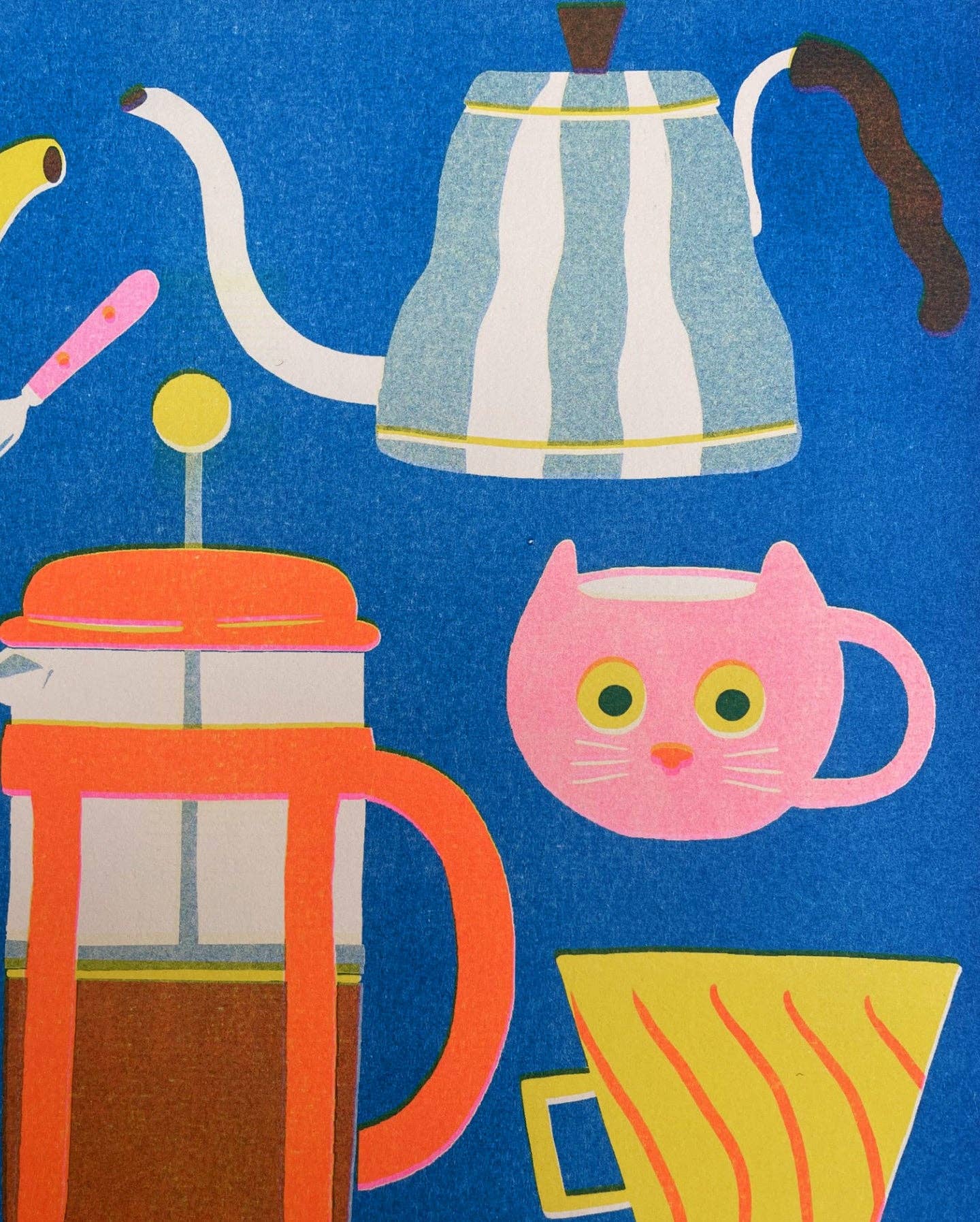 Coffee Pot risograph print corner detail showing paper texture - PABOOM