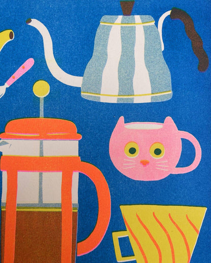Coffee Pot risograph print corner detail showing paper texture - PABOOM