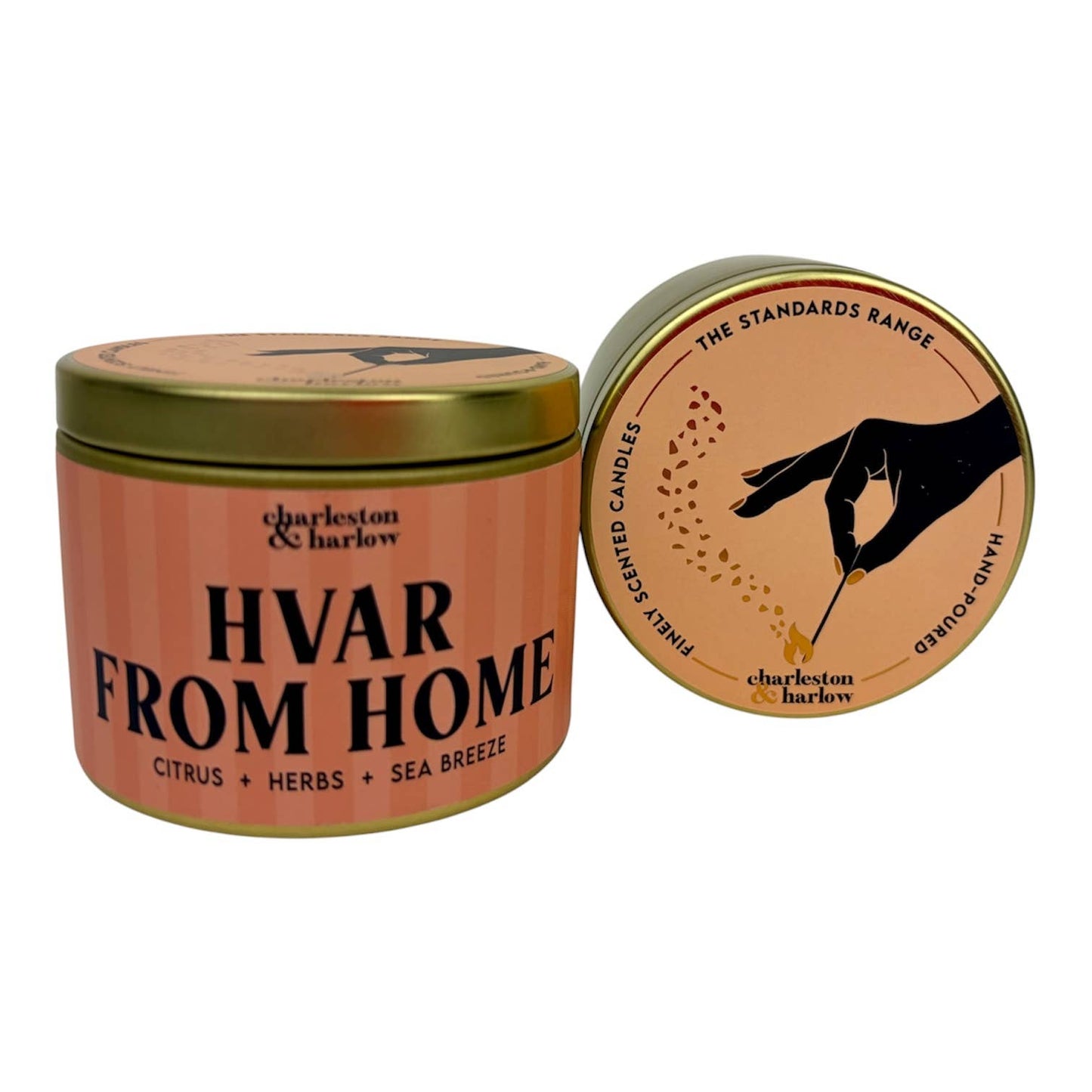 Charleston & Harlow Standards Range gold travel tin candle collection