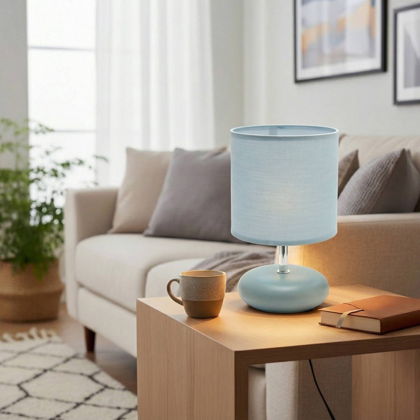 Ceramic Table Lamp with Shade Halo - Blue