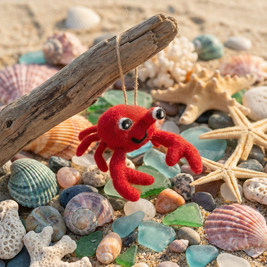 Handmade Felt Hanging Sebastian Crab Biodegradable Felt
