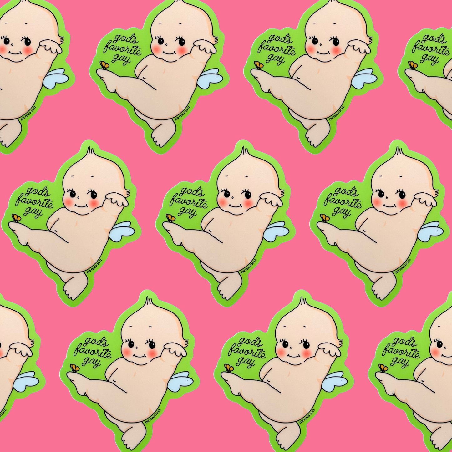 Sticker shown flat on a plain background