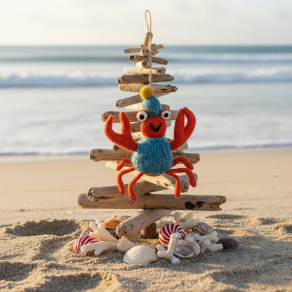 Handmade Felt Sammy Snowcrab Christmas Crab Decoration