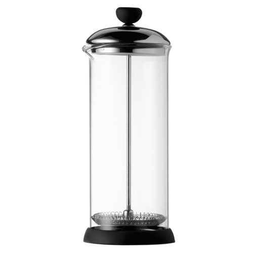 Glass manual milk frother with stainless steel plunger - PABOOM