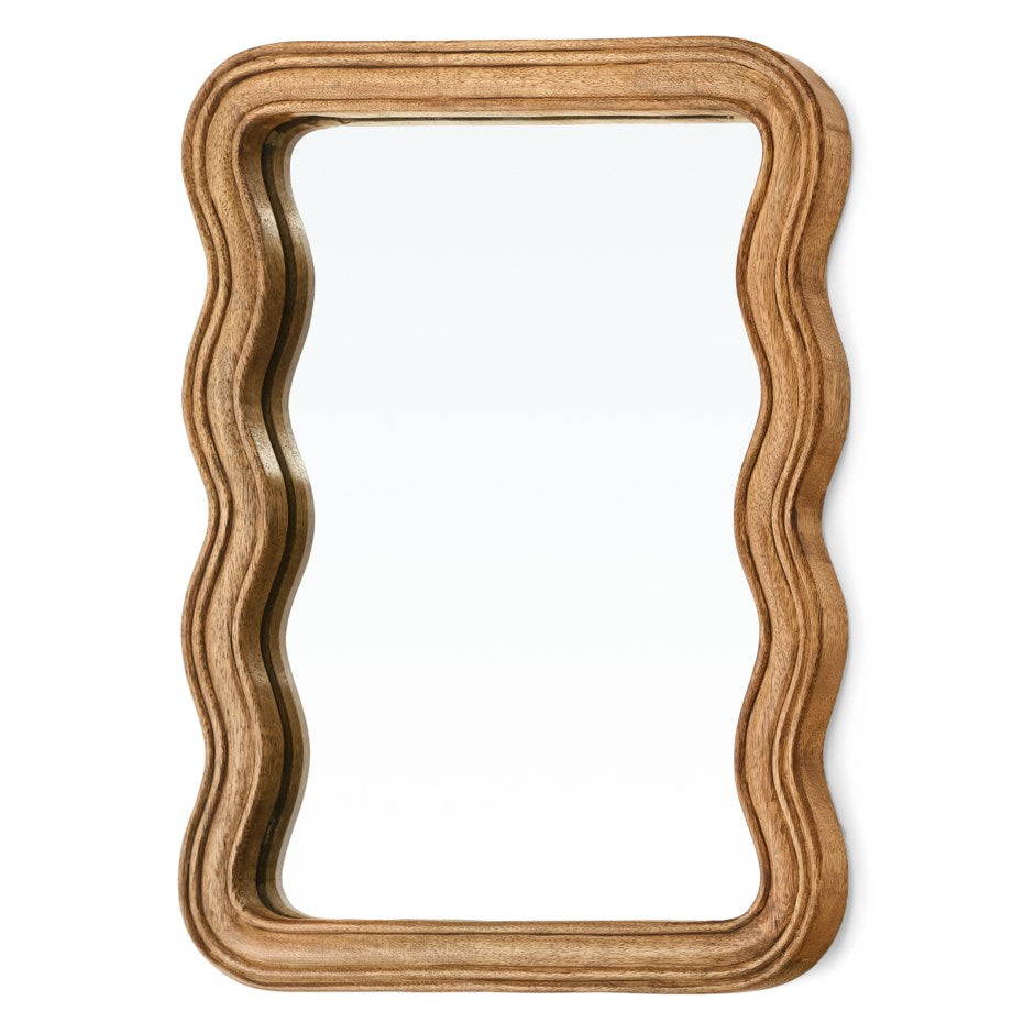 Wavy Mango Wood Mirror Natural