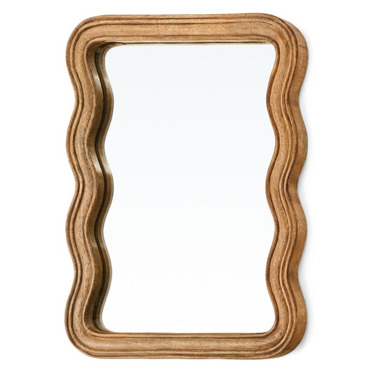 Wavy Mango Wood Mirror Natural