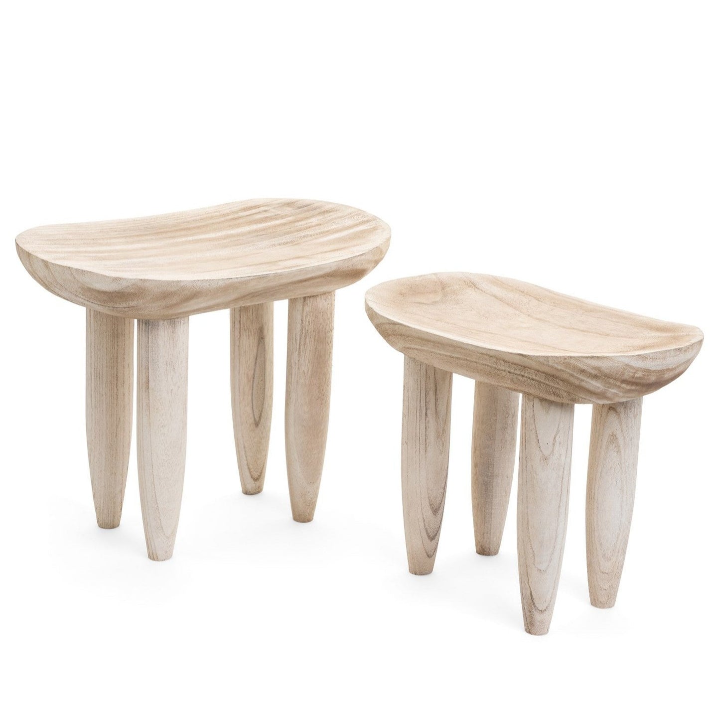 Whitewash Paulownia Wood Stool