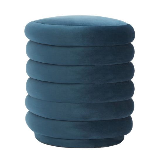 Velvet Pouf Blue