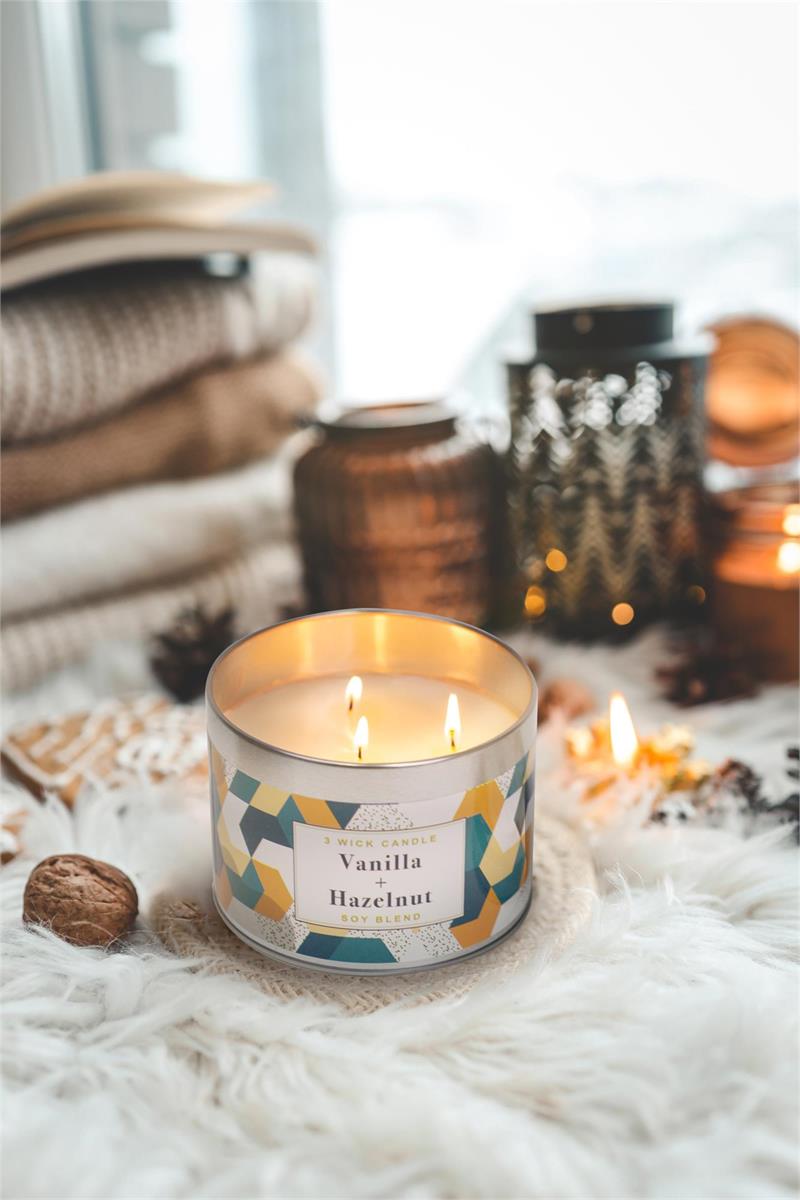 Vanilla & Hazelnut 3-Wick Candle Tin