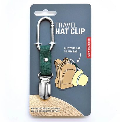 Travel hat clip packaging on white background.