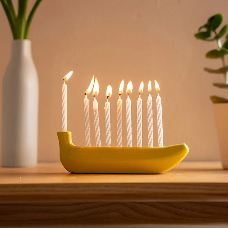 Mini Banorah shown from above displaying candle hole spacing.