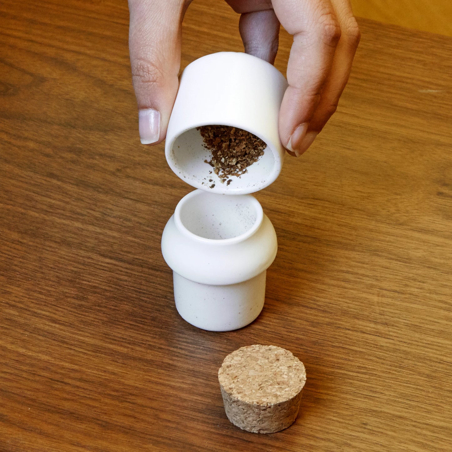 Herb Grinder & Jar Small White