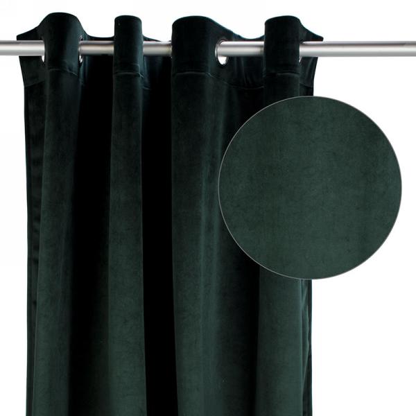 Velvet Curtain Panel Dark Green