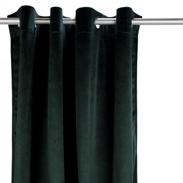 Velvet Curtain Panel Dark Green