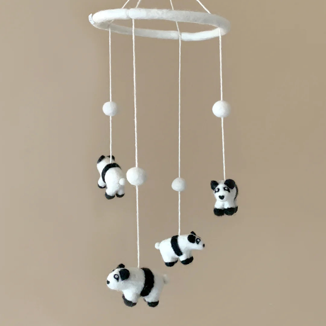 Felted Wool Panda Mobile