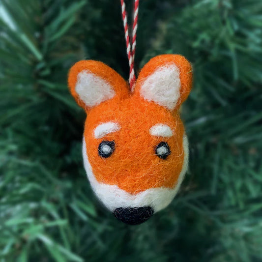 Felted Ball Fox Ornament