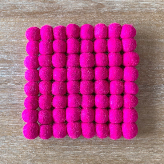 Felted Wool Trivet Square Fushia