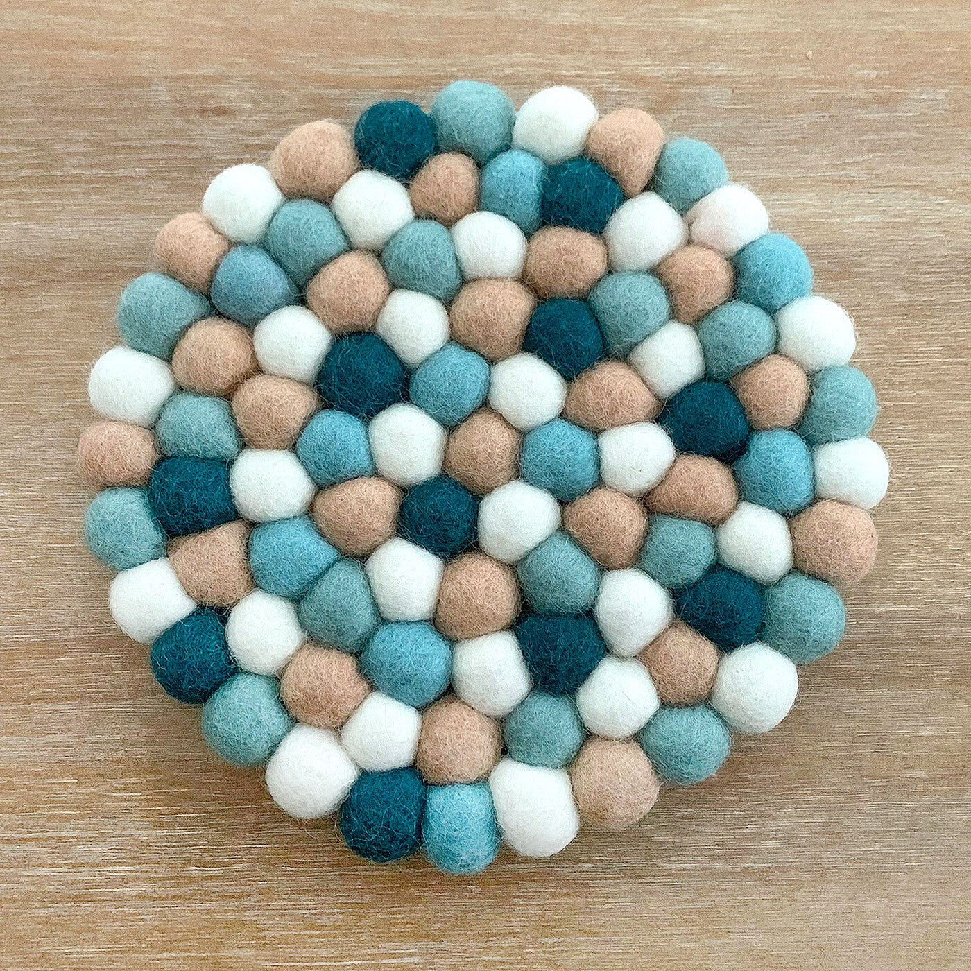 Felted Ball Trivet, Arctic Pastel