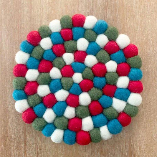 Felted Ball Trivet Sailor Blue