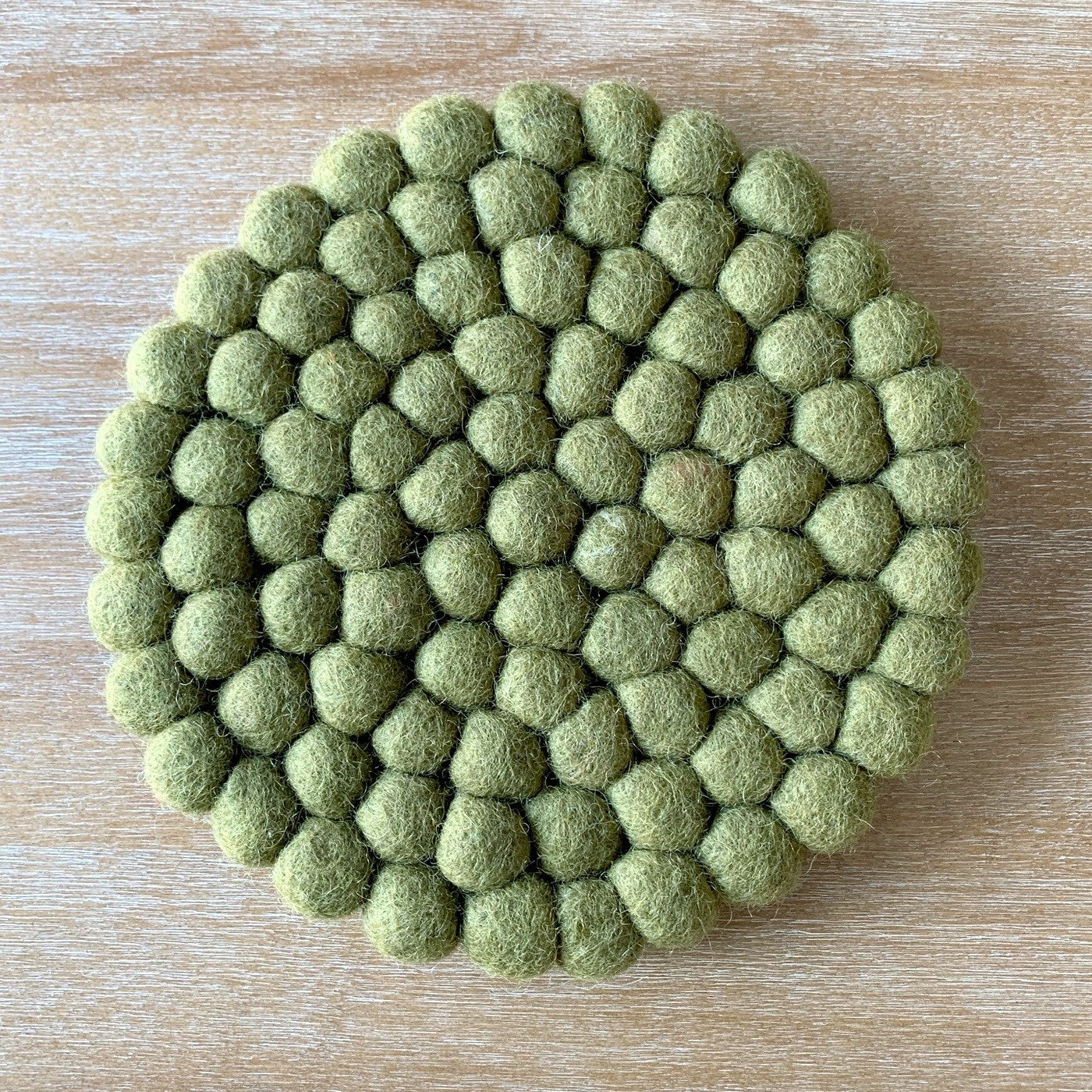 Felted Ball Trivet Olive